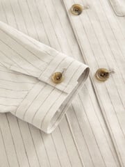Neutral Striped Linen Blend Shacket - Image 9 of 12