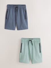 Green/Blue Light Weight Sports Shorts 2 Pack (3-17yrs) - Image 1 of 6