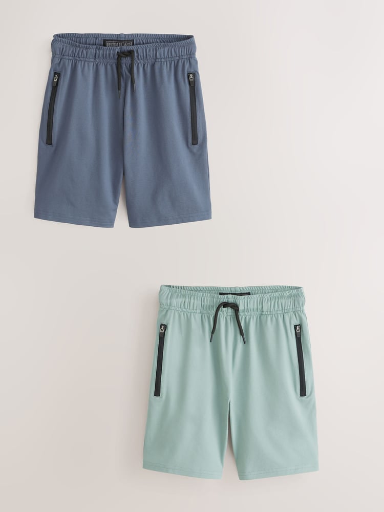 Green/Blue Light Weight Sports Shorts 2 Pack (3-17yrs) - Image 1 of 6