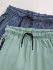 Green/Blue Light Weight Sports Shorts 2 Pack (3-17yrs) - Image 5 of 6