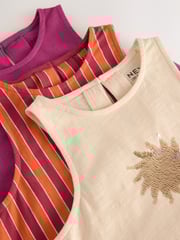 Purple/Ecru 100% Cotton Sequin Peplum Frill Vest (3-16yrs) - Image 7 of 7