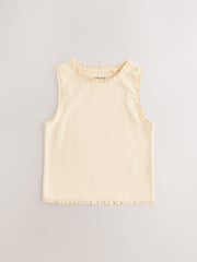 Pink/Orange/Yellow Floral Rib Vest 4 Pack (3-16yrs) - Image 5 of 11