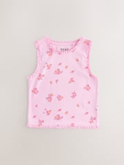 Pink/Orange/Yellow Floral Rib Vest 4 Pack (3-16yrs) - Image 7 of 11