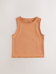 Pink/Orange/Yellow Floral Rib Vest 4 Pack (3-16yrs) - Image 9 of 11