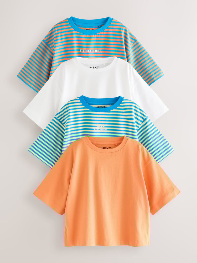 Bright Orange Stripe Oversized T-Shirts 4 Pack (3-16yrs) - Image 1 of 9
