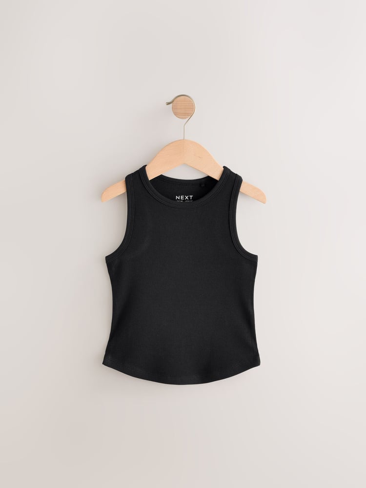 Black/White/Grey Rib Vest 3 Pack (3-16yrs) - Image 2 of 7