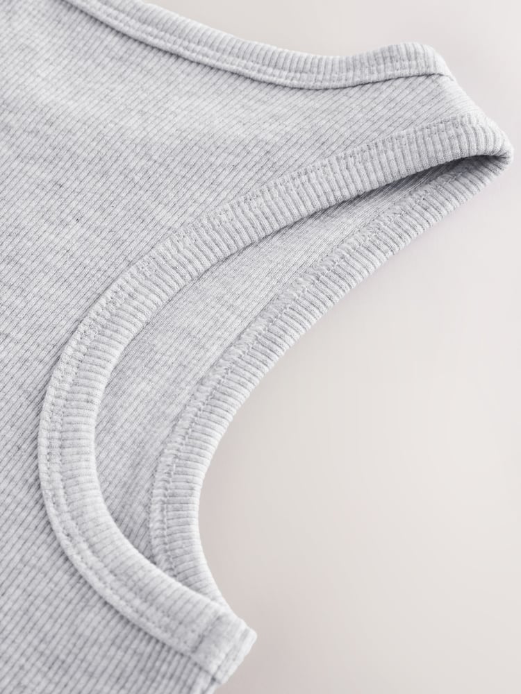 Black/White/Grey Rib Vest 3 Pack (3-16yrs) - Image 7 of 7