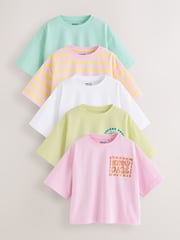Multi Pastel Sun Graphic 100% Cotton T-Shirts 5 Pack (3-16yrs) - Image 1 of 12