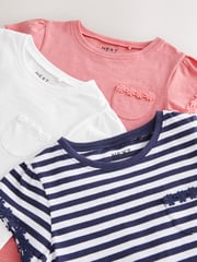 Blue/Pink/White Daisy Trim T-Shirts 3 Pack (1.5-16yrs) - Image 5 of 6