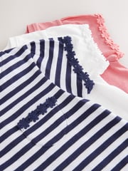 Blue/Pink/White Daisy Trim T-Shirts 3 Pack (1.5-16yrs) - Image 6 of 6