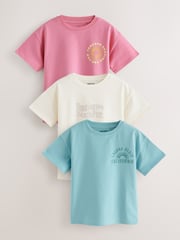 Pink/Blue/White Beach Slogan Oversized T-Shirts 3 Pack (3-16yrs) - Image 1 of 6