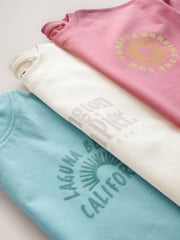 Pink/Blue/White Beach Slogan Oversized T-Shirts 3 Pack (3-16yrs) - Image 5 of 6