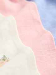 Blue/Pink/Ecru 100% Cotton Unicorn Frill Sleeve T-Shirts 3 Pack (3-16yrs) - Image 5 of 6