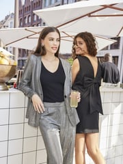 JDY Grey Long Sleeve Shimmer Party Suit Blazer - Image 2 of 4