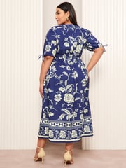 Friends Like These Black/White Curve Satin Printed Midi Dress - Image 2 of 5