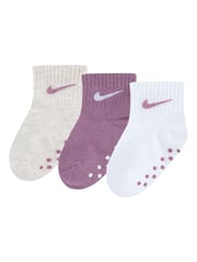 Nike Plum Purple Infant Gripper Socks 3 Pack - Image 1 of 5