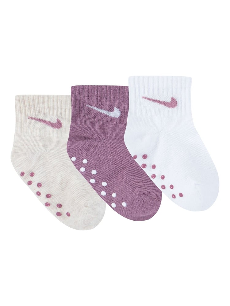 Nike Plum Purple Infant Gripper Socks 3 Pack - Image 2 of 5