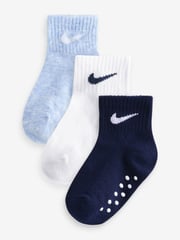 Nike Cobalt Blue Heather Infant Gripper Socks 3 Pack - Image 1 of 7