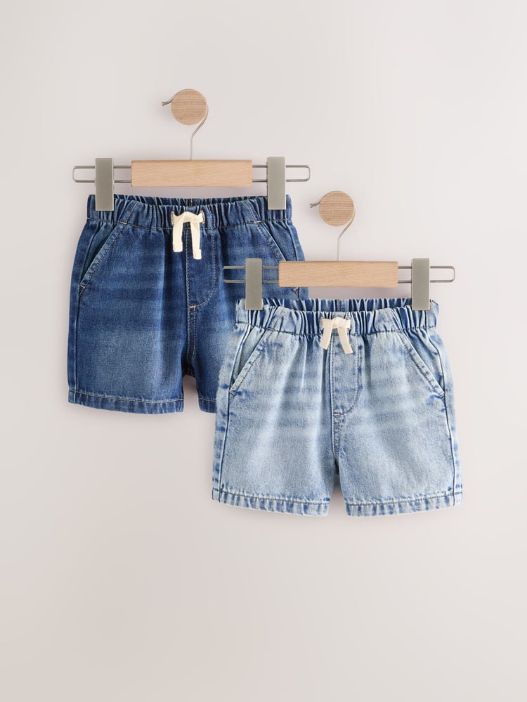 Light/Mid Blue Denim Pull On Shorts 2 Pack (3mths-7yrs) - Image 1 of 6