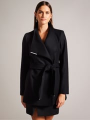 Ted Baker Black Rosess Short Belted Wool Wrap Coat - Image 1 of 8
