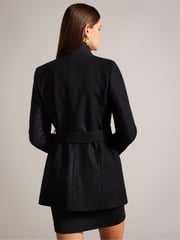 Ted Baker Black Rosess Short Belted Wool Wrap Coat - Image 2 of 8