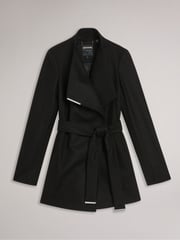 Ted Baker Black Rosess Short Belted Wool Wrap Coat - Image 5 of 8