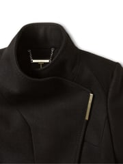 Ted Baker Black Rosess Short Belted Wool Wrap Coat - Image 6 of 8