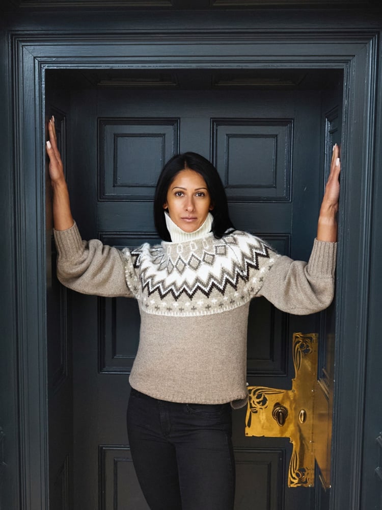 The Little Tailor Relaxed Fit Diamond Pattern Knitted Christmas Jumper - Image 1 of 3