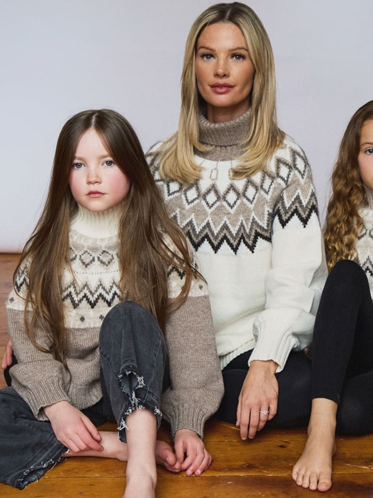 The Little Tailor Relaxed Fit Diamond Pattern Knitted Christmas Jumper - Image 3 of 3