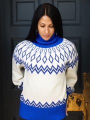 The Little Tailor Relaxed Fit Diamond Pattern Knitted Christmas Jumper - Image 1 of 3