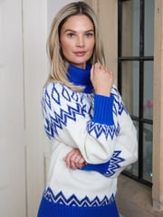 The Little Tailor Relaxed Fit Diamond Pattern Knitted Christmas Jumper - Image 2 of 3