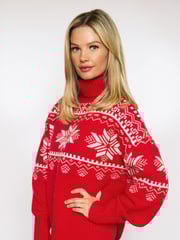 The Little Tailor Snowflake Chunky Knit Slouch Christmas Jumper - Image 1 of 5