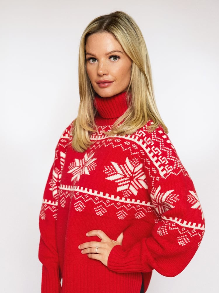 The Little Tailor Snowflake Chunky Knit Slouch Christmas Jumper - Image 1 of 5