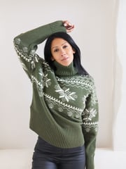 The Little Tailor Snowflake Chunky Knit Slouch Christmas Jumper - Image 1 of 7