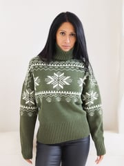 The Little Tailor Snowflake Chunky Knit Slouch Christmas Jumper - Image 2 of 7