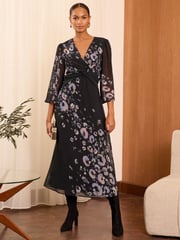 Love & Roses Black Long Sleeve Midi Dress - Image 1 of 4