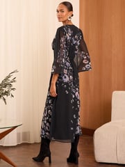 Love & Roses Black Long Sleeve Midi Dress - Image 3 of 4