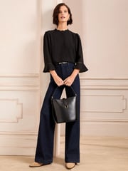 Love & Roses Black Petite 3/4 Flute Sleeve Blouse - Image 3 of 4