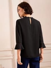 Love & Roses Black Petite 3/4 Flute Sleeve Blouse - Image 4 of 4