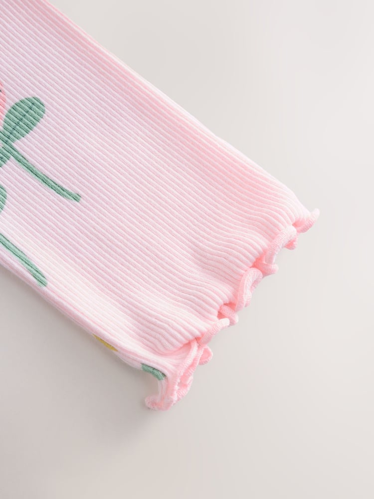 Light Pink Ribbed Long Sleeve Tops 5 Pack (3mths-7yrs) - Image 4 of 4