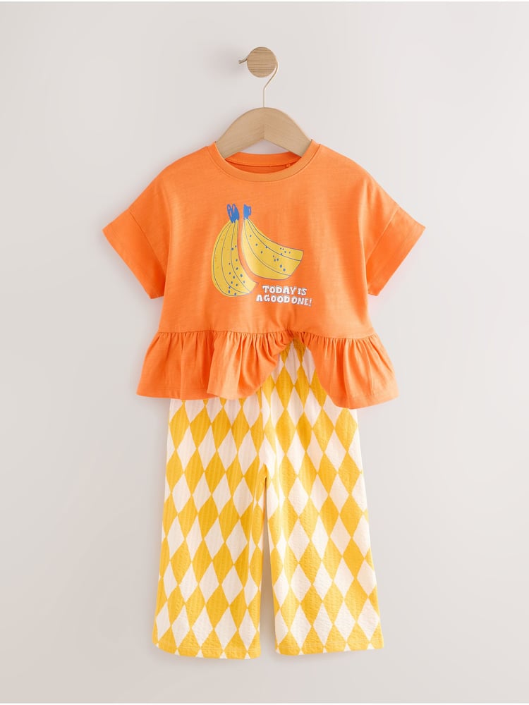 Orange Fruits 100% Cotton Top and Trousers Set 2 Pack (3mths-7yrs) - Image 2 of 7 Orange Fruits 100% Cotton Top and Trousers Set 2 Pack (3mths-7yrs) - Image 2 of 7