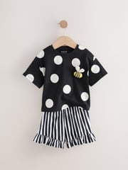 Black/White Character 100% Cotton Top and Shorts Set 2 Pack (3mths-7yrs) - Image 5 of 7