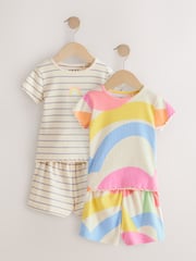 Rainbow Ribbed Top and Short Set 2 Pack (3mths-7yrs) - Image 1 of 8
