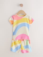 Rainbow Ribbed Top and Short Set 2 Pack (3mths-7yrs) - Image 2 of 8