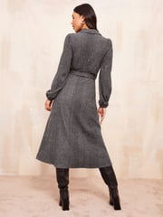 Friends Like These Grey Cosy Long Sleeve Open Neck Midi Dress - Image 4 of 4
