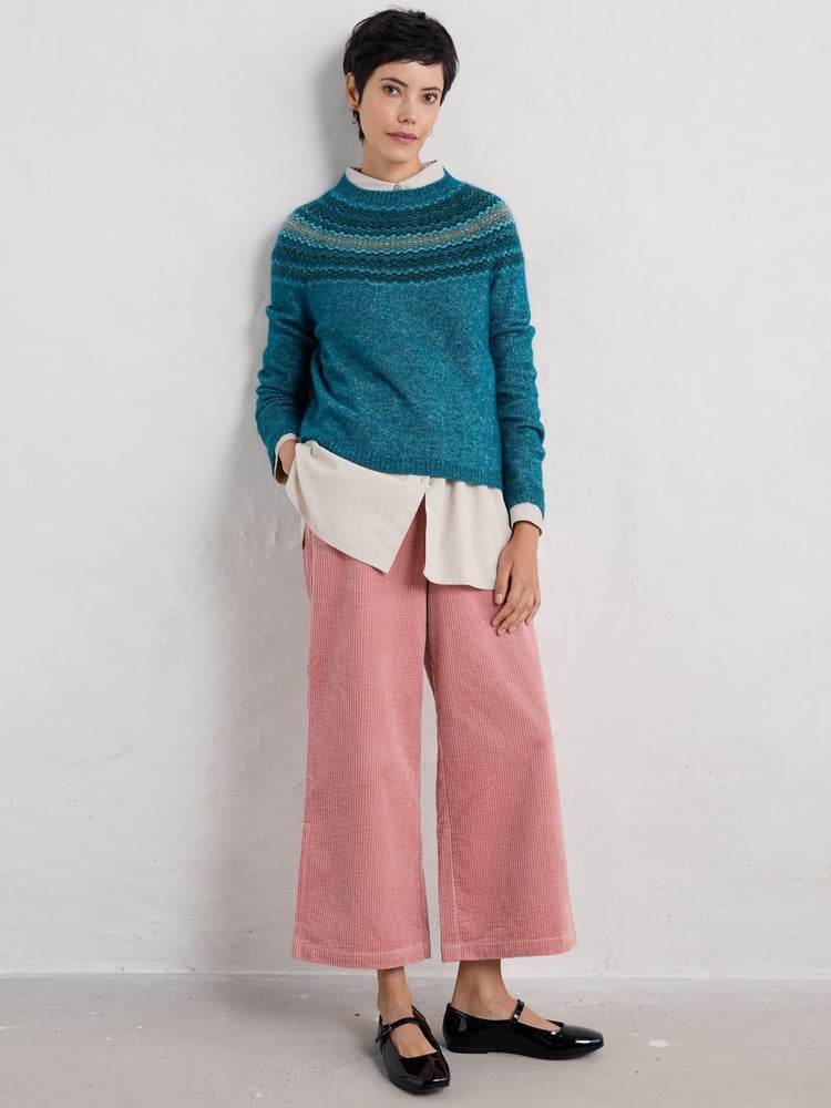 Seasalt Cornwall Blue Spruce Frost Fairisle Pattern Jumper - Image 1 of 5