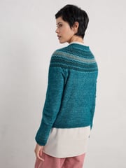 Seasalt Cornwall Blue Spruce Frost Fairisle Pattern Jumper - Image 3 of 5