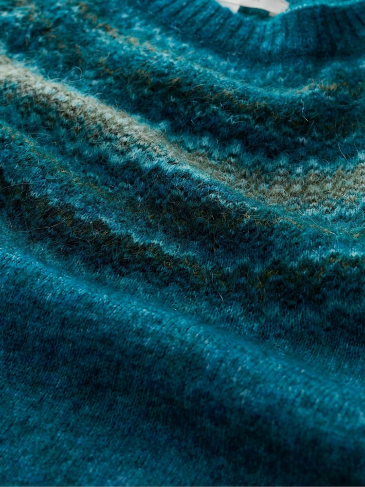 Seasalt Cornwall Blue Spruce Frost Fairisle Pattern Jumper - Image 5 of 5