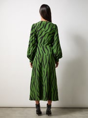 Ro&Zo Green Petite Zebra Print V-Neck Midi Dress - Image 2 of 3