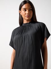 Ro&Zo Black High Neck Plisse Dress - Image 3 of 3